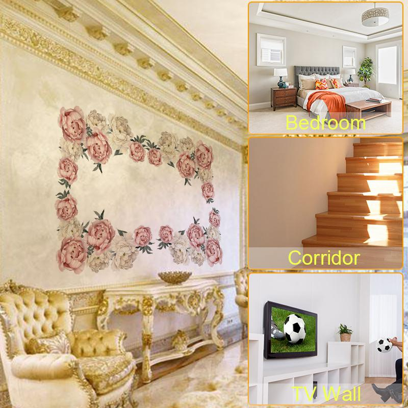 Sticker decorativ autoadeziv cu Flori Decorative Albe, 50 cm, pentru perete și decor interior [2]