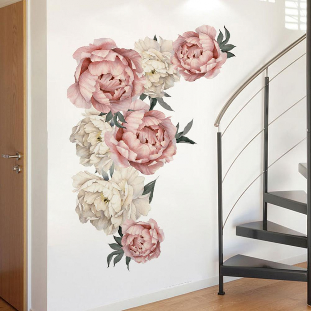 Sticker decorativ autoadeziv cu Flori Decorative Albe, 50 cm, pentru perete și decor interior [8]
