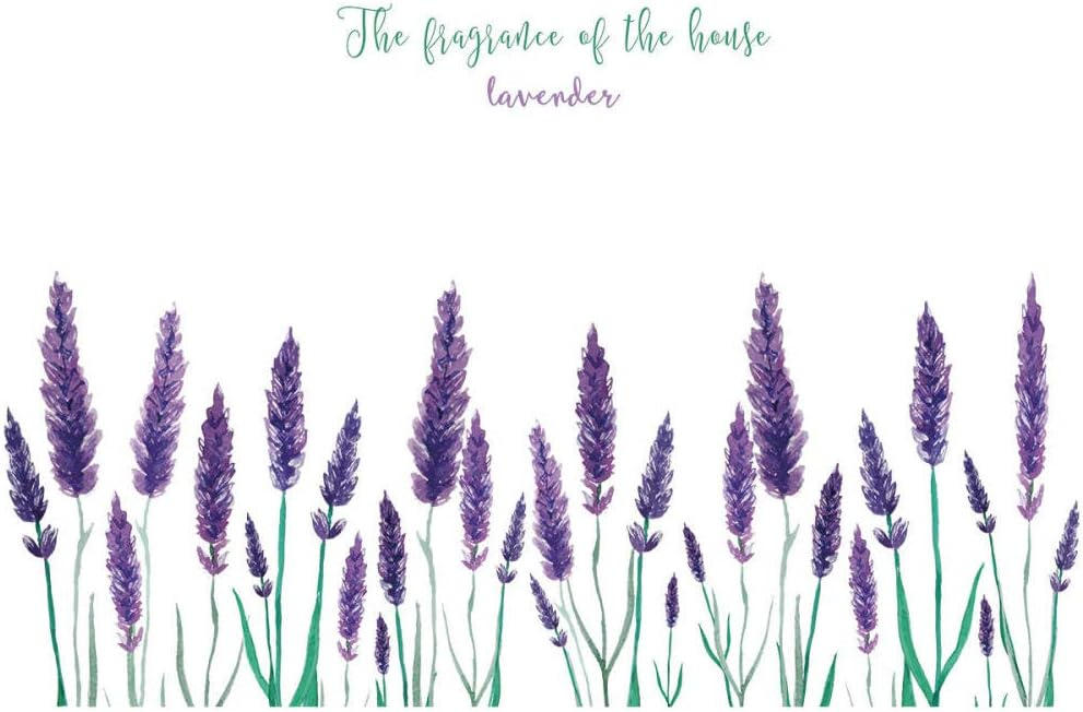 Sticker de perete decorativ cu flori de lavanda si fluturi mov [3]