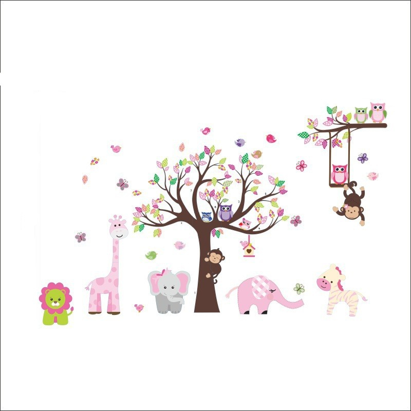 Sticker Decorativ Copac cu Animale de la Zoo , Stickere de perete [1]