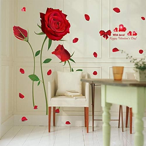 Sticker Decorativ cu Trandafiri, 155 x 230 cm, Autocolant Premium, CBD CORAL BEST DEALS Rosu aprins 50 cm [5]
