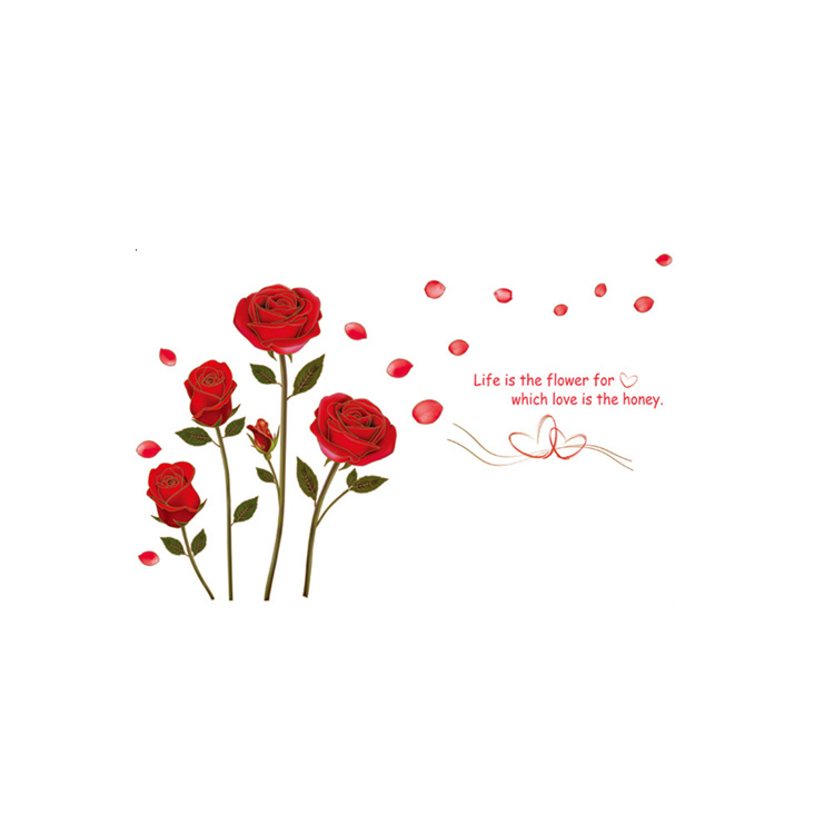 Sticker Decorativ cu Trandafiri, 155 x 230 cm, Autocolant Premium, CBD CORAL BEST DEALS Rosu aprins 50 cm [4]