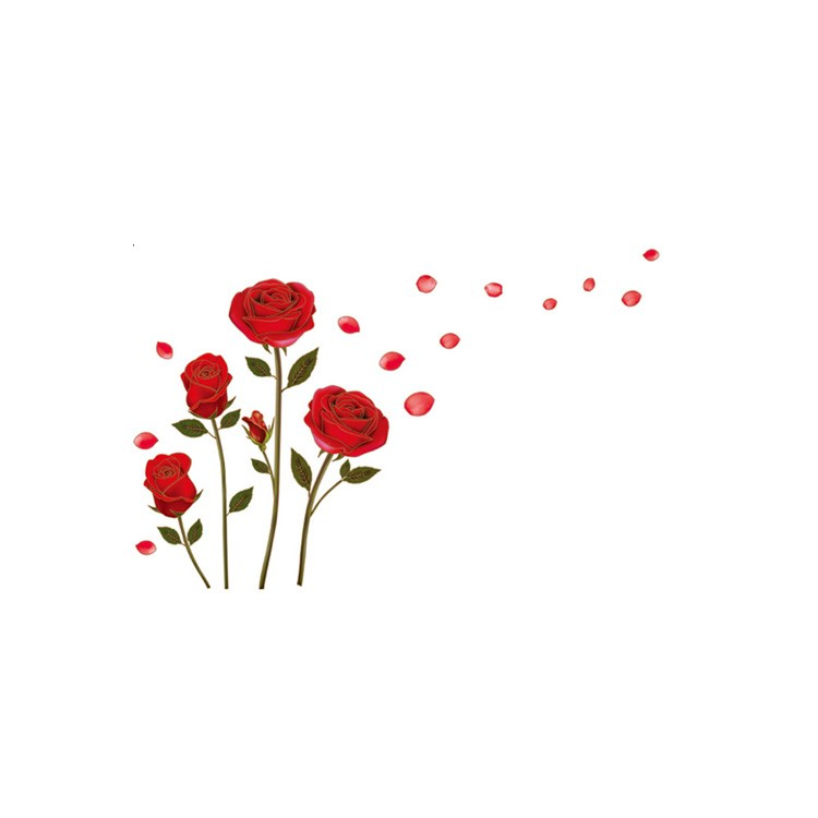 Sticker Decorativ cu Trandafiri, 155 x 230 cm, Autocolant Premium, CBD CORAL BEST DEALS Rosu aprins 50 cm [1]