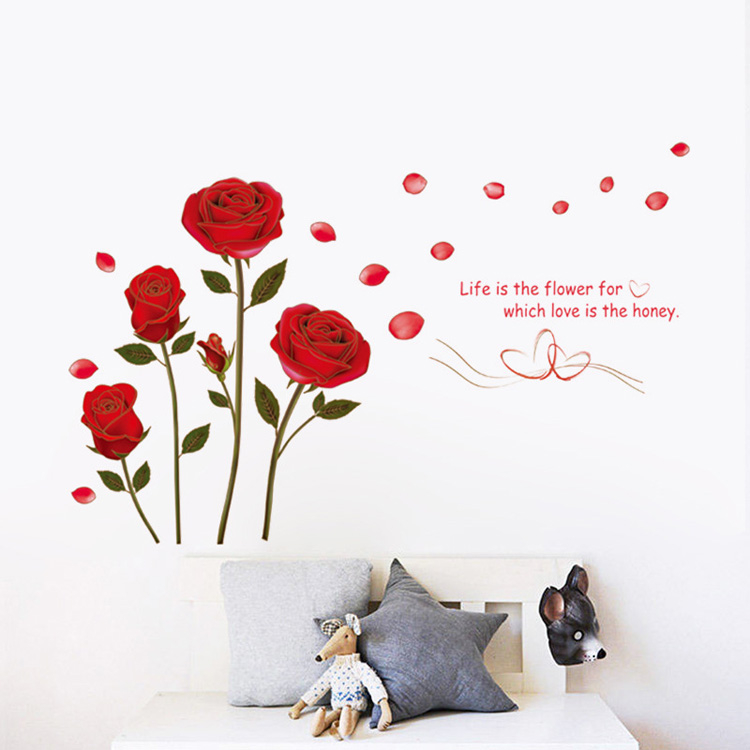 Sticker Decorativ cu Trandafiri, 155 x 230 cm, Autocolant Premium, CBD CORAL BEST DEALS Rosu aprins 50 cm [2]