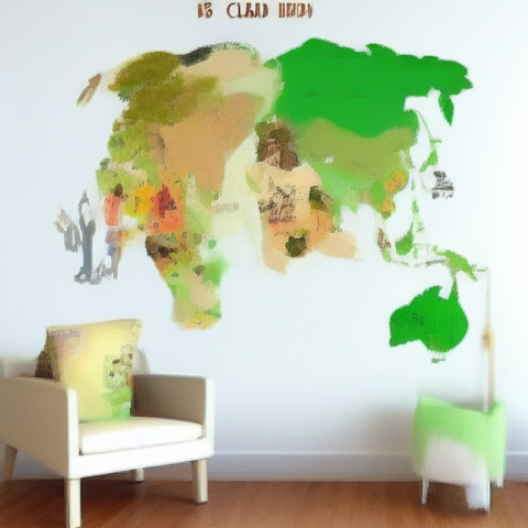 Sticker decorativ educativ cu harta lumii și animale, 60 cm, CoralBestDeals [13]