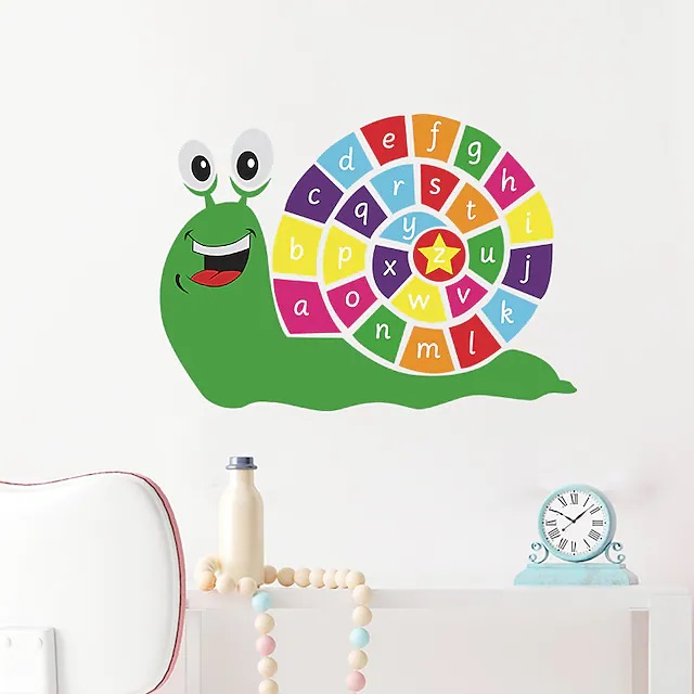 Sticker Decorativ, Melc Abecedar cu Alfabetul in Spate, pentru Camera Copiilor, pentru Copii de Gradinita, 30 x 40 cm, CBD CORAL BEST DEALS Alb transparent 30 cm [3]