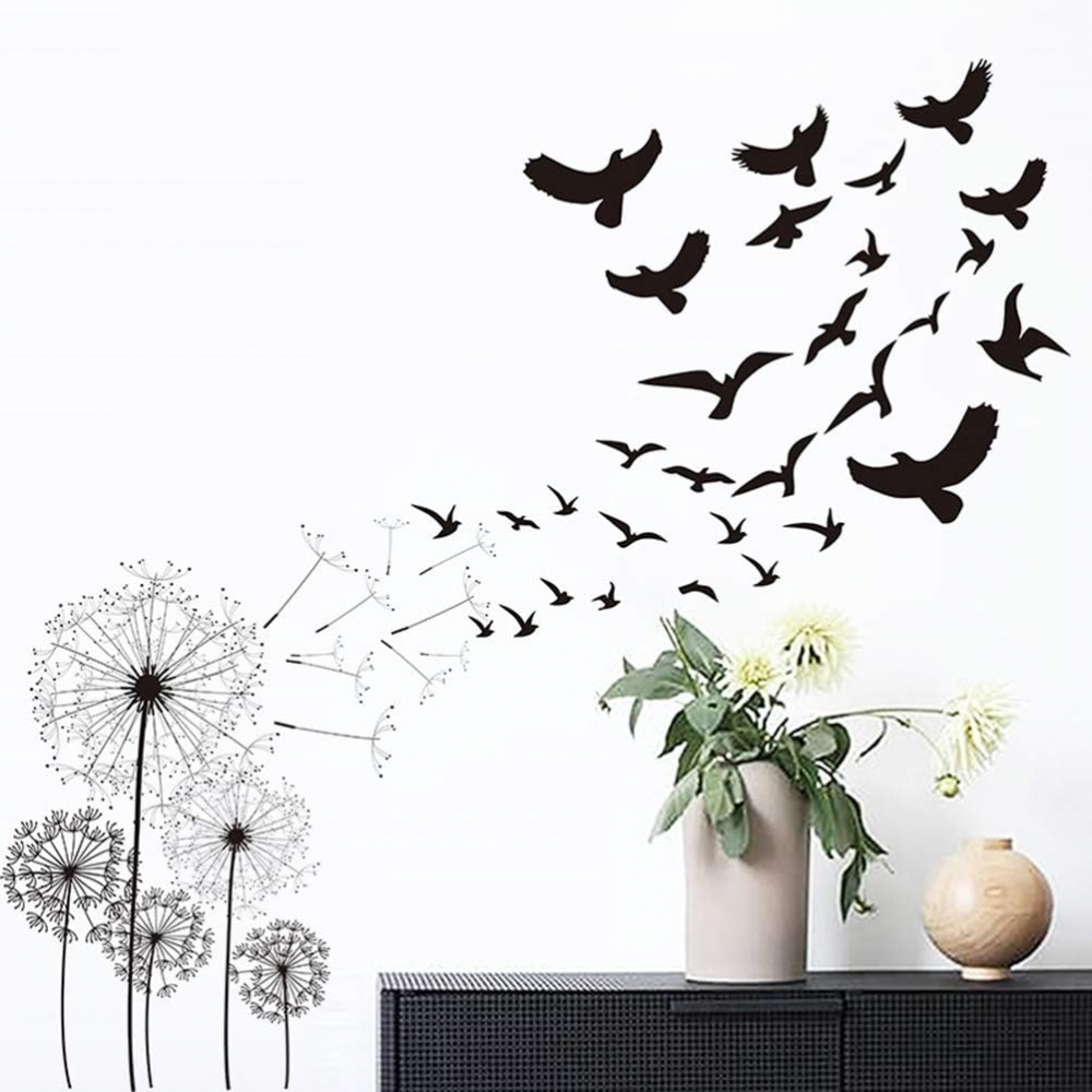 Sticker Decorativ, Papadii si Pasari Negre, Premium CBD CORAL BEST DEALS Negru mat 50 cm [6]