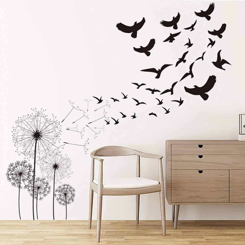 Sticker Decorativ, Papadii si Pasari Negre, Premium CBD CORAL BEST DEALS Negru mat 50 cm [7]