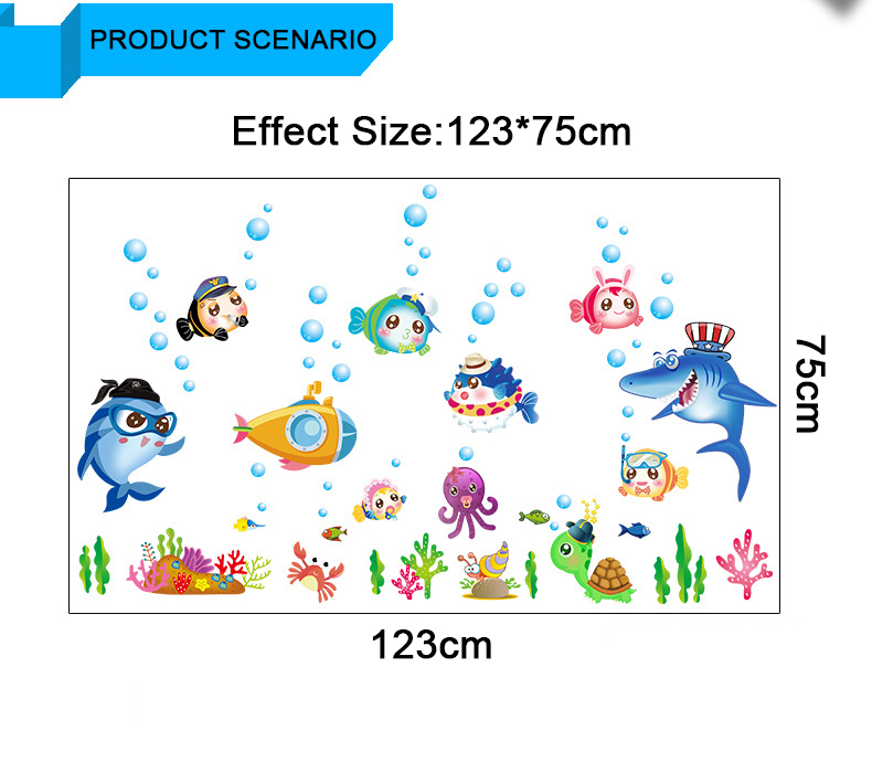 Sticker Decorativ, Pesti, Animale si Plante Marine, 75 x 123cm, Autocolant, CBD CORAL BEST DEALS Albastru marin 50 cm [3]