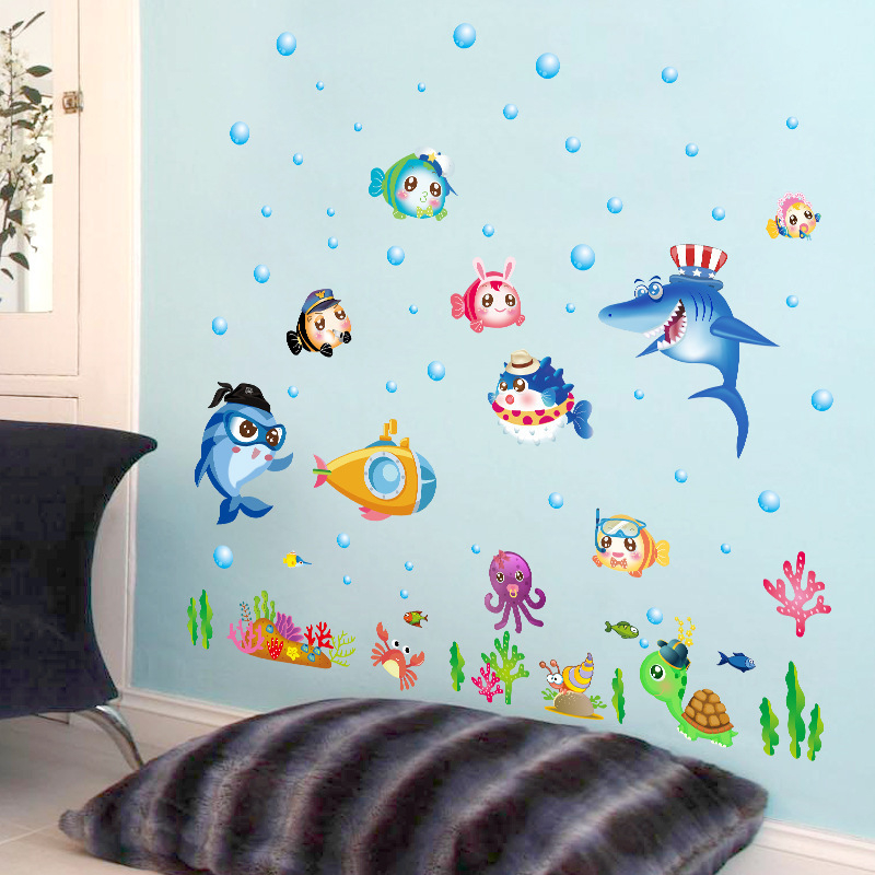Sticker Decorativ, Pesti, Animale si Plante Marine, 75 x 123cm, Autocolant, CBD CORAL BEST DEALS Albastru marin 50 cm [7]
