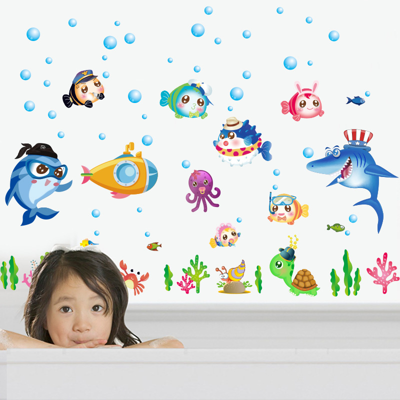 Sticker Decorativ, Pesti, Animale si Plante Marine, 75 x 123cm, Autocolant, CBD CORAL BEST DEALS Albastru marin 50 cm [5]