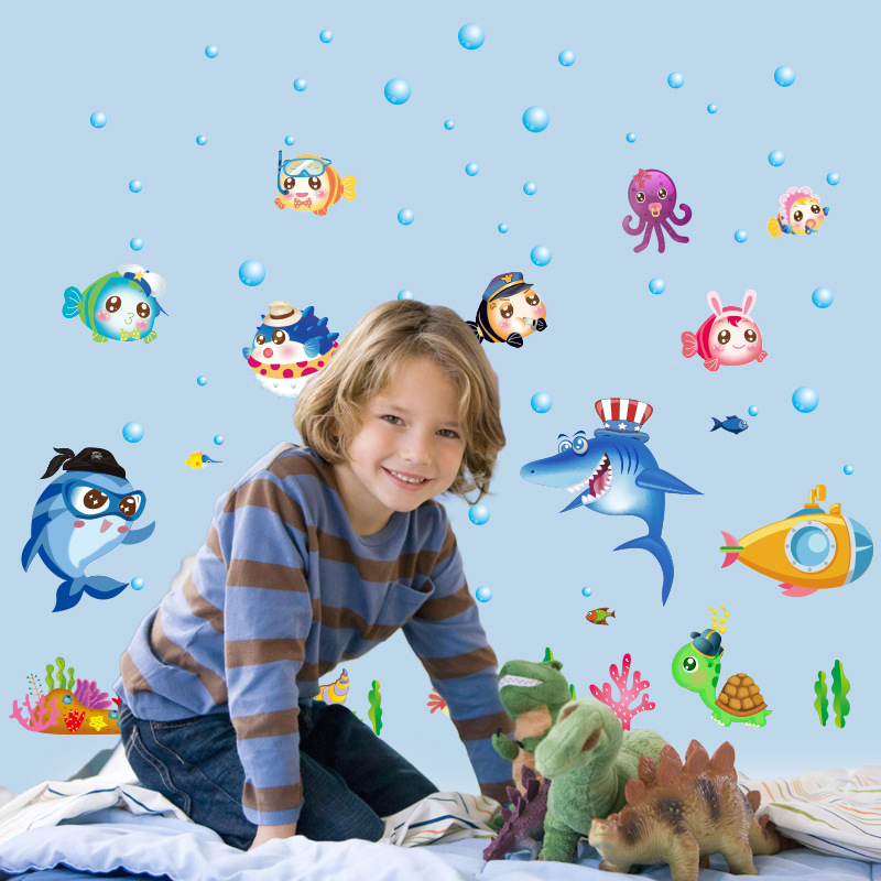 Sticker Decorativ, Pesti, Animale si Plante Marine, 75 x 123cm, Autocolant, CBD CORAL BEST DEALS Albastru marin 50 cm [4]