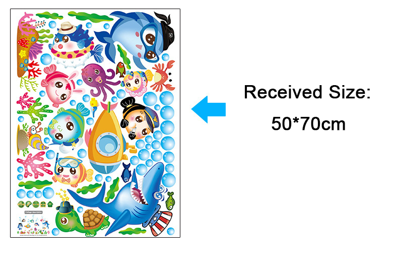Sticker Decorativ, Pesti, Animale si Plante Marine, 75 x 123cm, Autocolant, CBD CORAL BEST DEALS Albastru marin 50 cm [8]