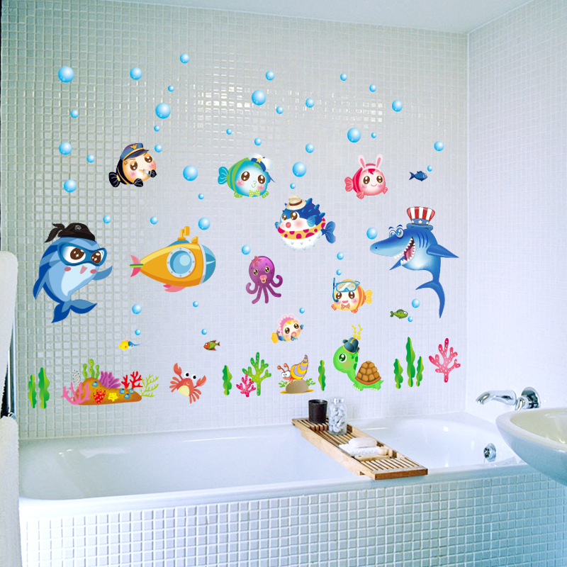 Sticker Decorativ, Pesti, Animale si Plante Marine, 75 x 123cm, Autocolant, CBD CORAL BEST DEALS Albastru marin 50 cm [6]