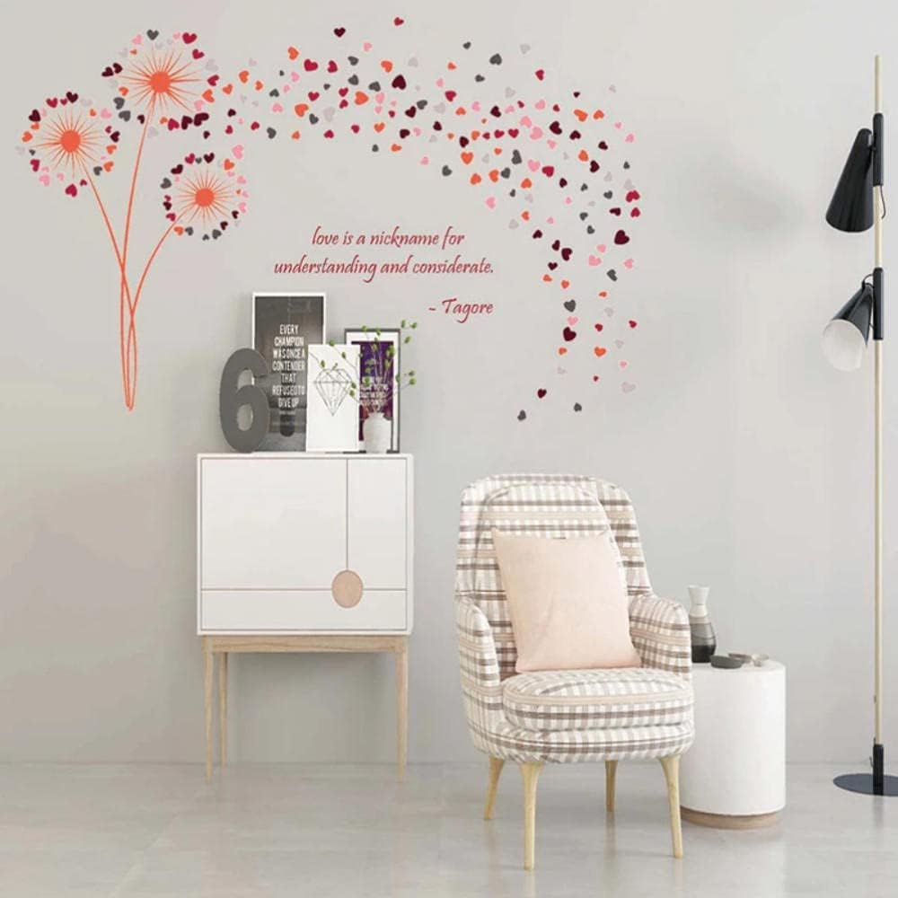 Sticker decorativ autoadeziv Papadii cu Inimioare si Mesaj Motivational, 50 cm, pentru perete și decor interior, CoralBestDeals [7]