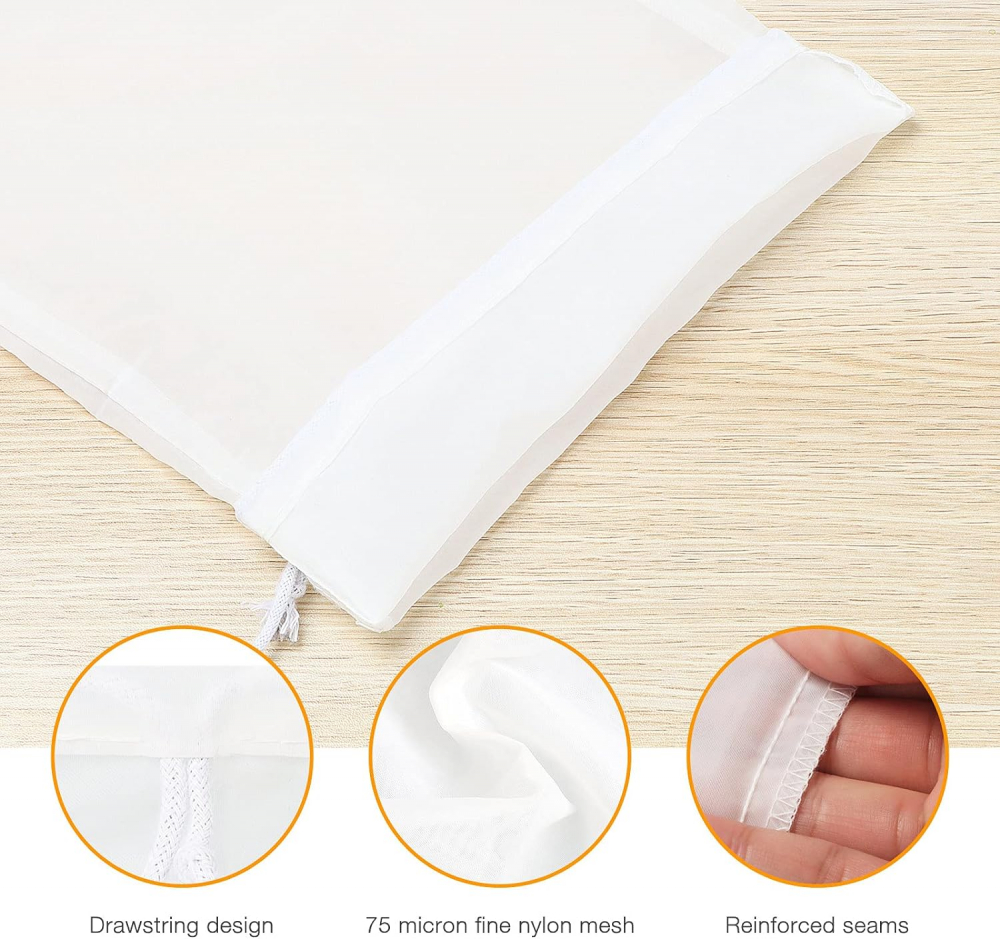 Strecurătoare tip pungă pentru alimente lichide, 30 x 20 cm, cu sită fină și șnur [22]