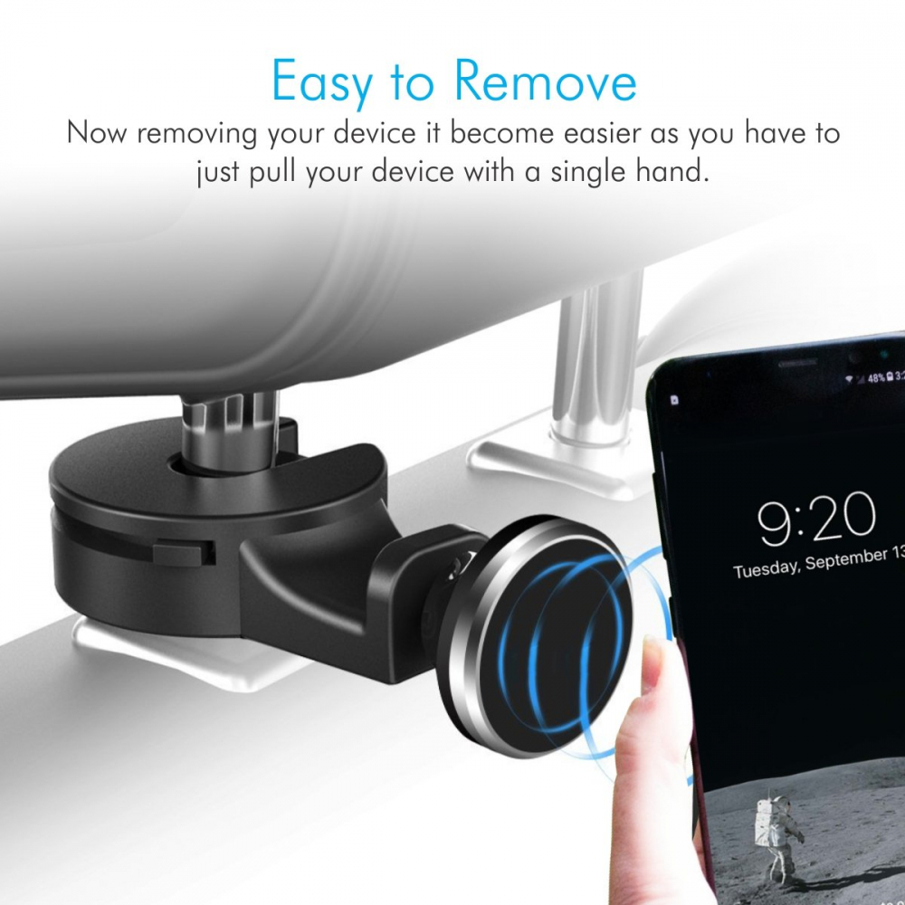 Suport Auto Magnetic pentru Telefon, Tableta, Sacosa, Umbrela, cu prindere pe Tetiera, Compatibil Universal, Negru, CBD CORAL BEST DEALS Negru [3]