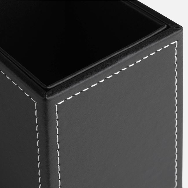 Suport Creioane Negru din Piele Artificială 8x8x10cm [3]