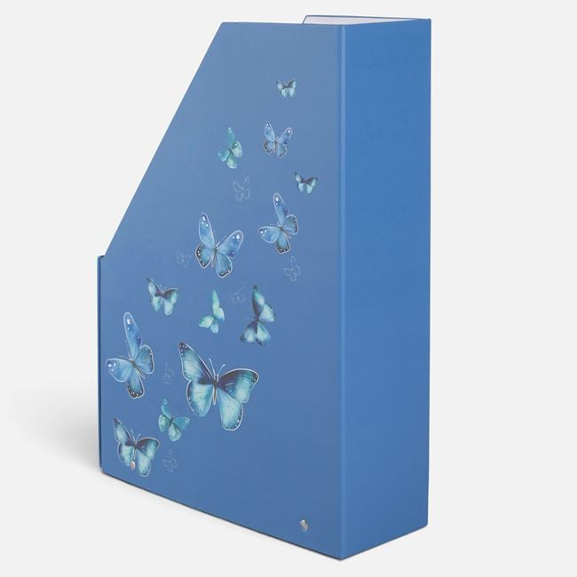 Suport din Carton pentru Documente Albastru cu Fluturi si Etichetă Metalica 23x8x33cm [2]