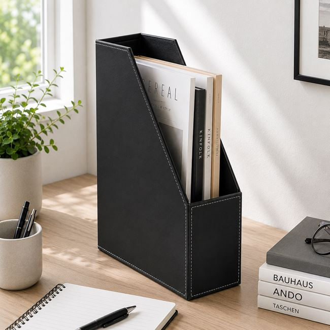 Suport Dosare din Piele Artificială Neagră 26x10x32cm [2]