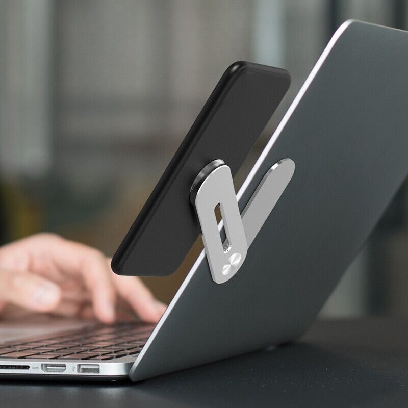 Suport Magnetic pentru Telefon cu Prindere pe Laptop sau Desktop cu Auto-Adeziv din Aluminiu, Premium, Compatibil Universal, CBD CORAL BEST DEALS Gri [4]