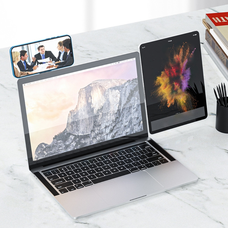 Suport Magnetic pentru Telefon cu Prindere pe Laptop sau Desktop cu Auto-Adeziv din Aluminiu, Premium, Compatibil Universal, CBD CORAL BEST DEALS Gri [2]