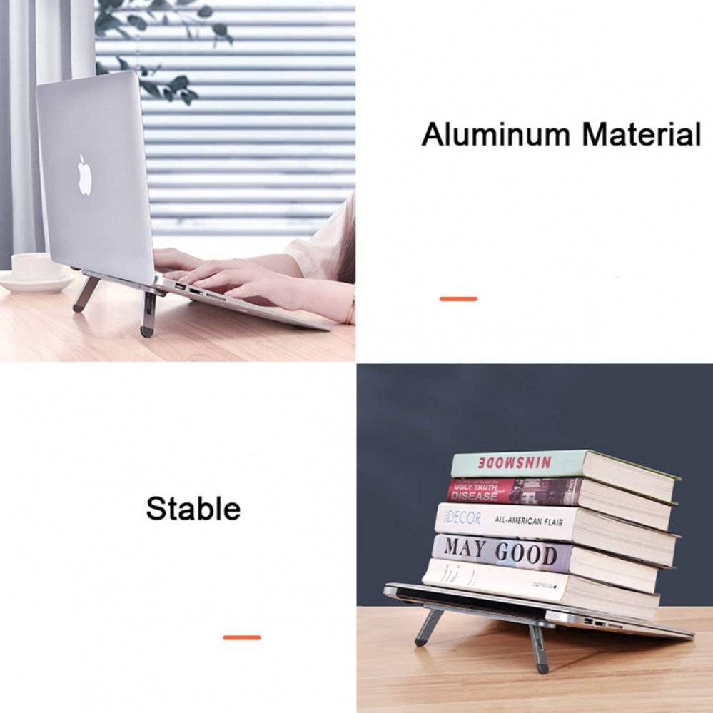 Suport Notebook sau Laptop din Aluminiu Auto-Adeziv, Reglabil pe 4 Nivele, Design Premium, Universal, CBD CORAL BEST DEALS [4]