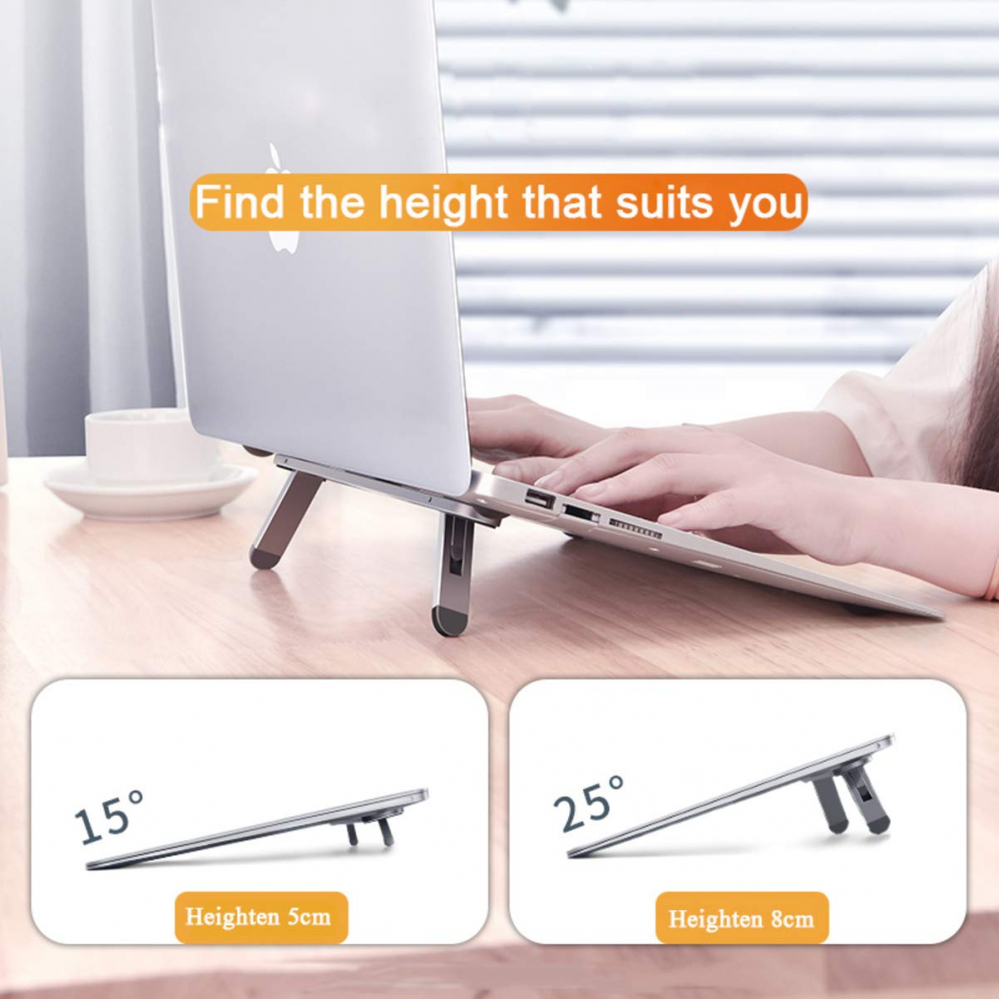 Suport Notebook sau Laptop din Aluminiu Auto-Adeziv, Reglabil pe 4 Nivele, Design Premium, Universal, CBD CORAL BEST DEALS [7]