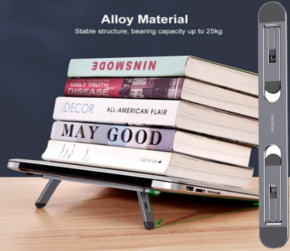 Suport Notebook sau Laptop din Aluminiu Auto-Adeziv, Reglabil pe 4 Nivele, Design Premium, Universal, CBD CORAL BEST DEALS [11]