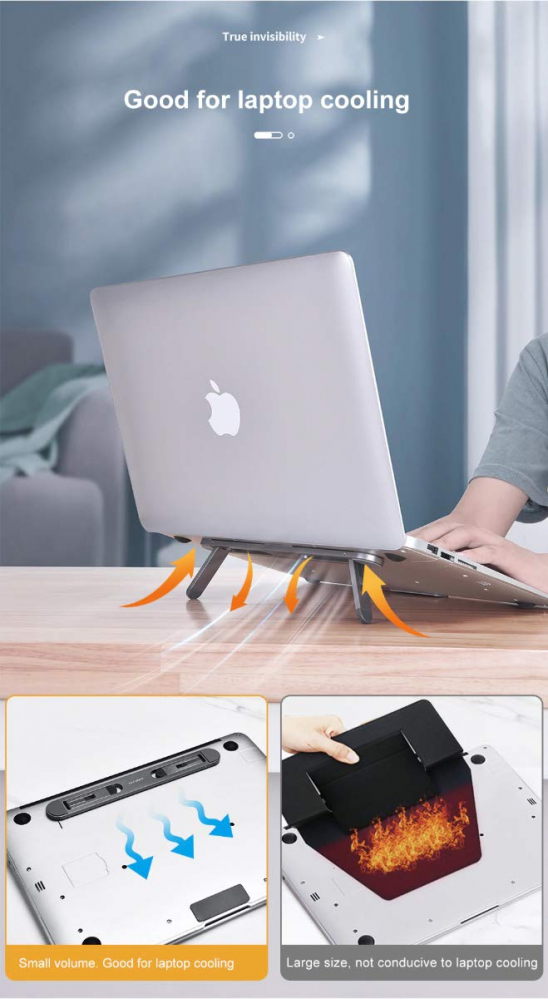 Suport Notebook sau Laptop din Aluminiu Auto-Adeziv, Reglabil pe 4 Nivele, Design Premium, Universal, CBD CORAL BEST DEALS [8]