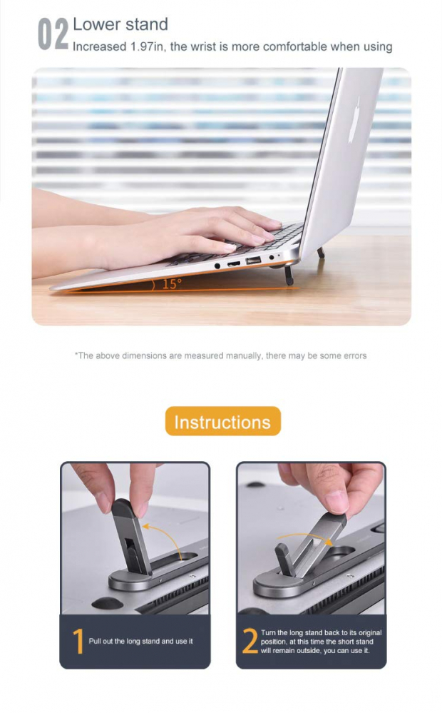 Suport Notebook sau Laptop din Aluminiu Auto-Adeziv, Reglabil pe 4 Nivele, Design Premium, Universal, CBD CORAL BEST DEALS [13]