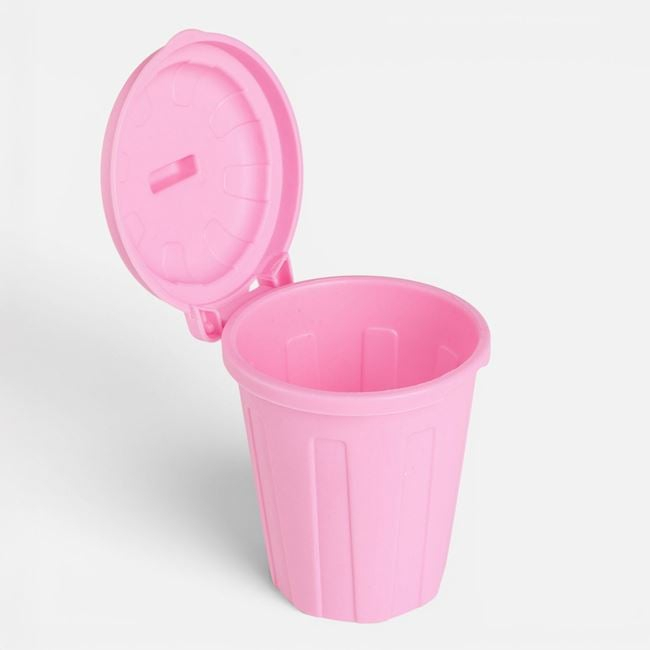 Suport pentru Creioane Tip Tomberon Roz cu Capac Ø8,5x11cm [2]