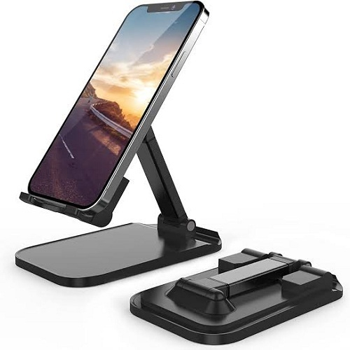Suport pentru Telefon, Smartphone sau Tableta, pentru Masa sau Birou - Portabil Pliabil cu Reglaj Multiplu Premium Negru, CBD CORAL BEST DEALS Negru [2]
