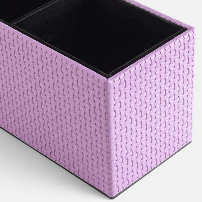 Suport Pixuri Dreptunghiular cu 2 Compartimente din PU Lila 16x7x8cm [3]
