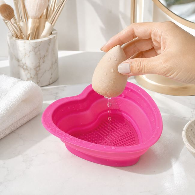 Suport Silicon Fucsia pentru Curățarea Pensulelor, Inimă 13 cm [2]