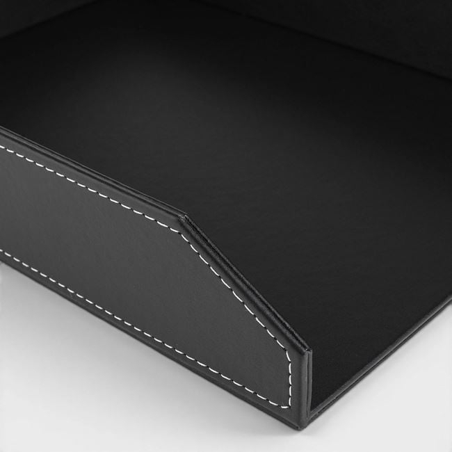 Tăviță din Piele Artificială Neagră Organizat Documente 24,5x6x32cm [3]