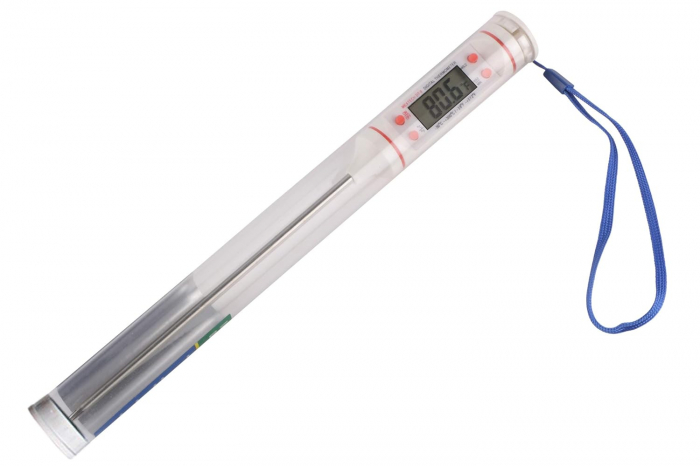 Termometru Digital cu Sonda Metalica de Insertie, Alimentar pentru Mancare si Bauturi, cu, Afisaj LCD, Oprire Automata, Interval de Masurare -50°C 300°C, 4 Butoane si Memorie, Alb, CBD CORAL BEST DEAL [9]