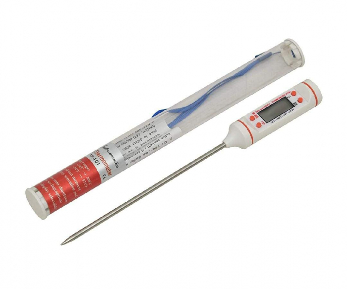 Termometru Digital cu Sonda Metalica de Insertie, Alimentar pentru Mancare si Bauturi, cu, Afisaj LCD, Oprire Automata, Interval de Masurare -50°C 300°C, 4 Butoane si Memorie, Alb, CBD CORAL BEST DEAL [5]