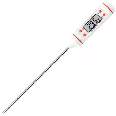 Termometru Digital cu Sonda Metalica de Insertie, Alimentar pentru Mancare si Bauturi, cu, Afisaj LCD, Oprire Automata, Interval de Masurare -50°C 300°C, 4 Butoane si Memorie, Alb, CBD CORAL BEST DEAL [7]