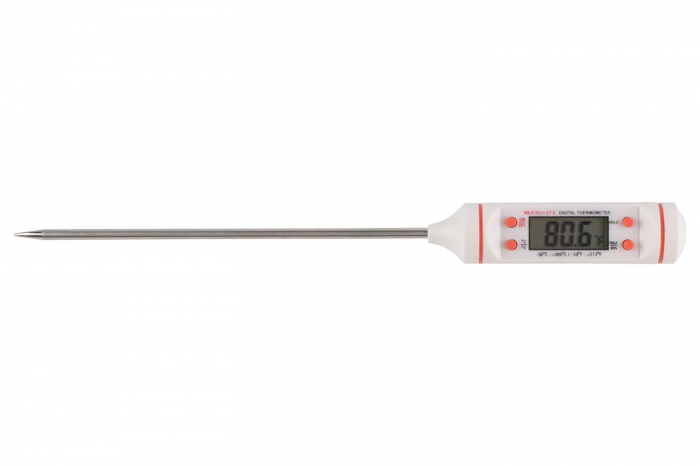 Termometru Digital cu Sonda Metalica de Insertie, Alimentar pentru Mancare si Bauturi, cu, Afisaj LCD, Oprire Automata, Interval de Masurare -50°C 300°C, 4 Butoane si Memorie, Alb, CBD CORAL BEST DEAL [8]
