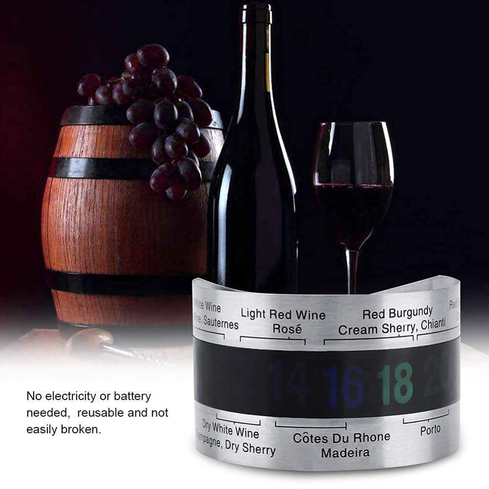 Termometru pentru Sticla de Vin, Digital Fara Baterie, Gradatie 4 - 24 °C, Inox, CBD CORAL BEST DEALS [5]