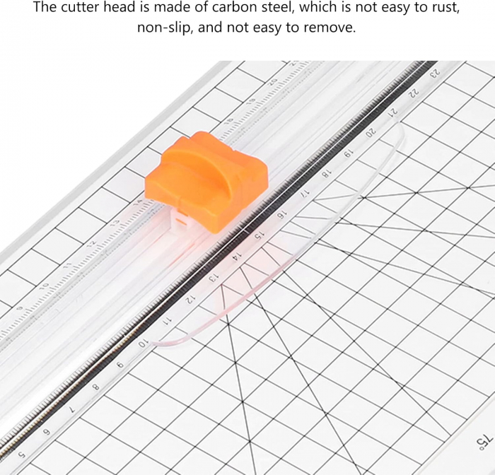 Trimmer pentru Hartie, Utilizare Profesionala la Birou sau pentru Acasa, Max 12 coli 80 g/mp, 38x15x3.5cm, Sistem de Siguranta Degete, plastic, Alb, CBD CORAL BEST DEALS [5]