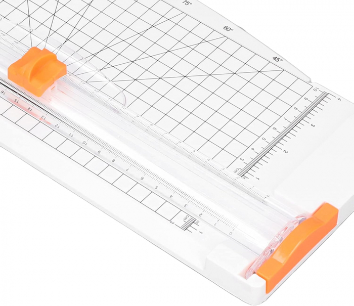 Trimmer pentru Hartie, Utilizare Profesionala la Birou sau pentru Acasa, Max 12 coli 80 g/mp, 38x15x3.5cm, Sistem de Siguranta Degete, plastic, Alb, CBD CORAL BEST DEALS [8]