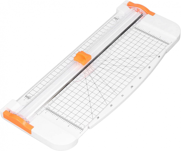 Trimmer pentru Hartie, Utilizare Profesionala la Birou sau pentru Acasa, Max 12 coli 80 g/mp, 38x15x3.5cm, Sistem de Siguranta Degete, plastic, Alb, CBD CORAL BEST DEALS [6]