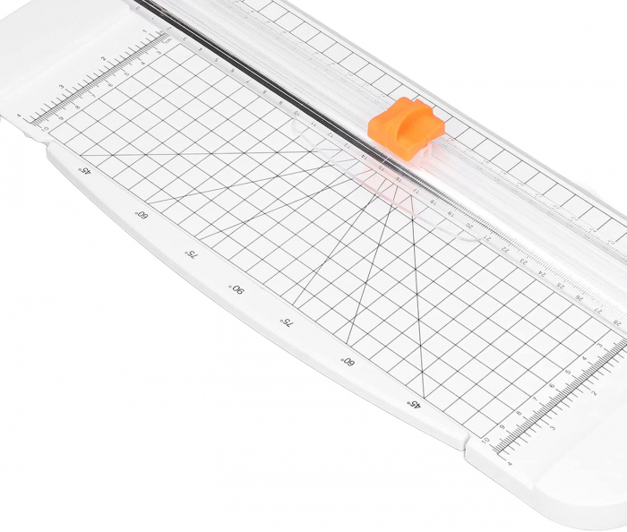 Trimmer pentru Hartie, Utilizare Profesionala la Birou sau pentru Acasa, Max 12 coli 80 g/mp, 38x15x3.5cm, Sistem de Siguranta Degete, plastic, Alb, CBD CORAL BEST DEALS [7]