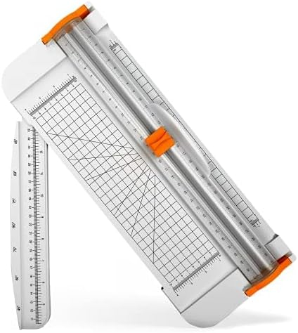 Trimmer pentru Hartie, Utilizare Profesionala la Birou sau pentru Acasa, Max 12 coli 80 g/mp, 38x15x3.5cm, Sistem de Siguranta Degete, plastic, Alb, CBD CORAL BEST DEALS [1]