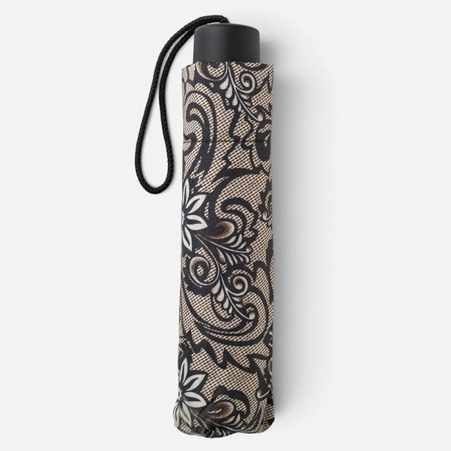 Umbrelă mini pliabilă bej-negru paisley cu diametru 90 cm [3]