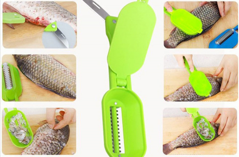Aparat 2in 1 pentru Indeparat si Curatat Solzii de Peste, Verde, CBD CORAL BEST DEALS Verde [4]
