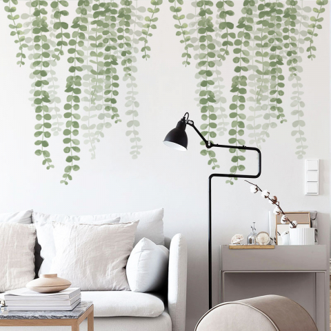 Autocolant Decorativ pentru Multiple Suprafete, Frunze de Plante Cataratoare si Liane, 55 X 45 Cm Verde 45 Cm [3]