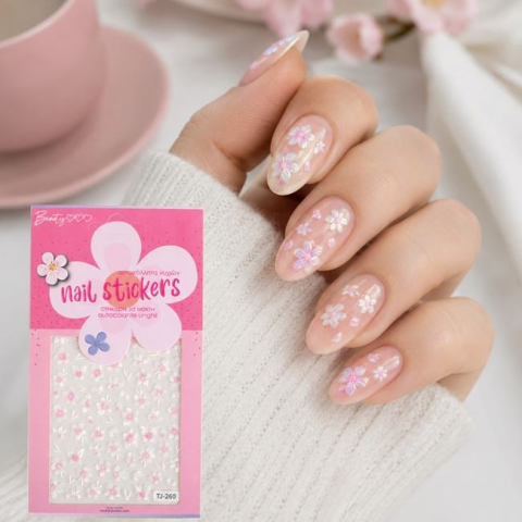 Ingrijire personala si cosmetice - Autocolante pentru Unghii cu Model Flori Pastel